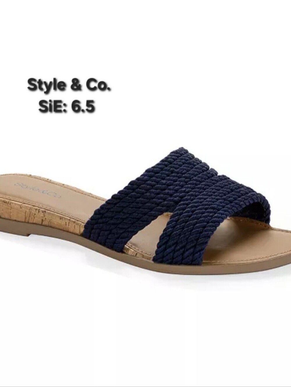NWT Style & Co. Women's Everlyy Rope Black Beauty Slip-On Slides Sandals Sz 6.5